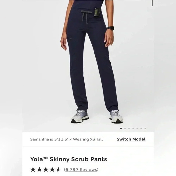 Figs Yola Skinny Scrub Pants in Navy - Picture 3 of 5